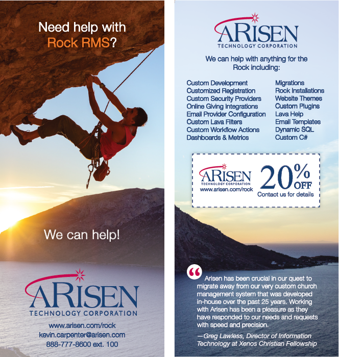 Arisen - promotional rack card